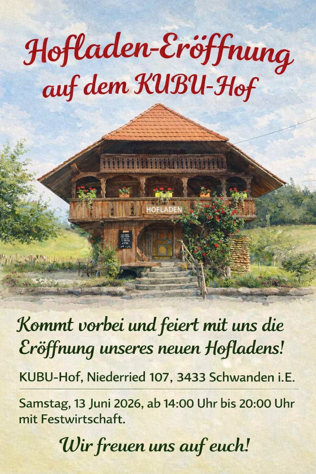 Hofladen Eröffnung Flyer